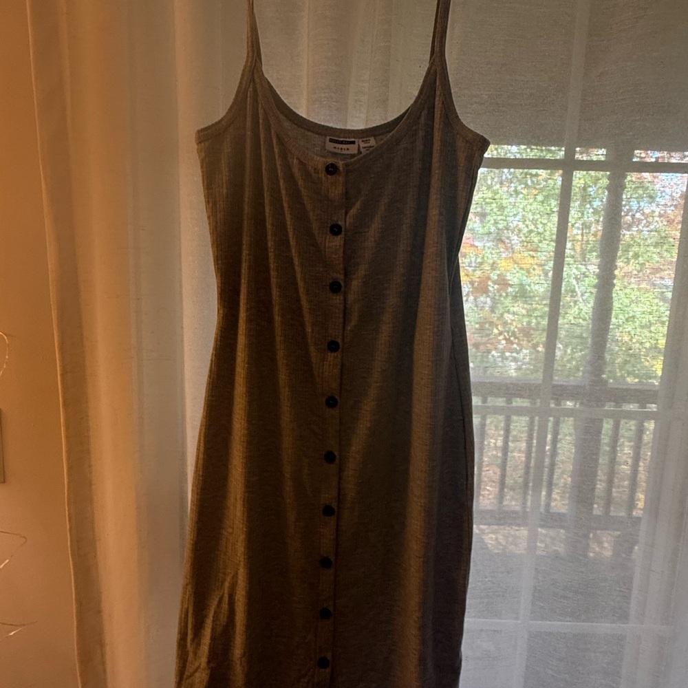 Gray Button-Up Dress (color is light grey)